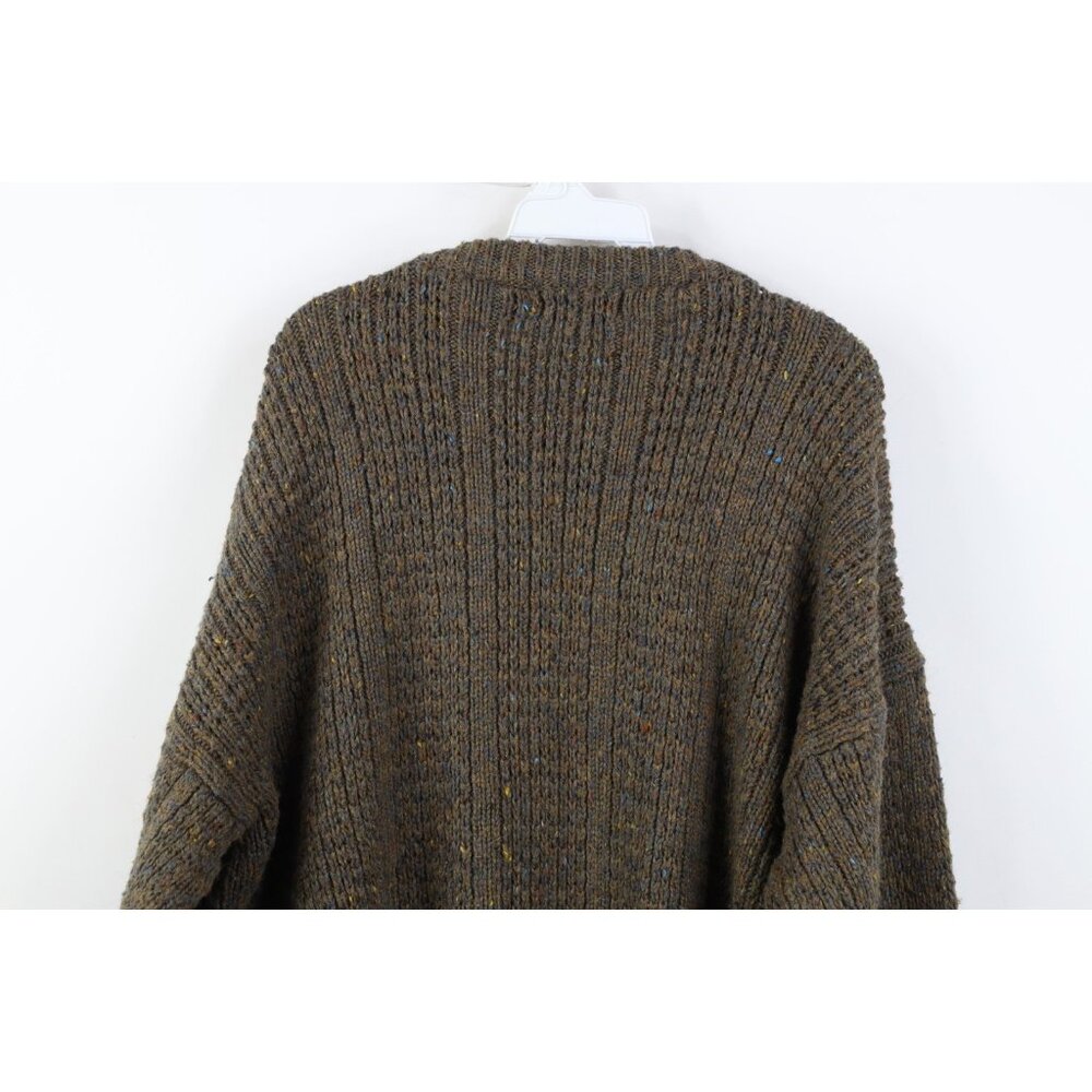 Vintage 90s Streetwear Mens Large Wool Blend Chunky Cable Knit Fisherman Sweater - Picture 9 of 10